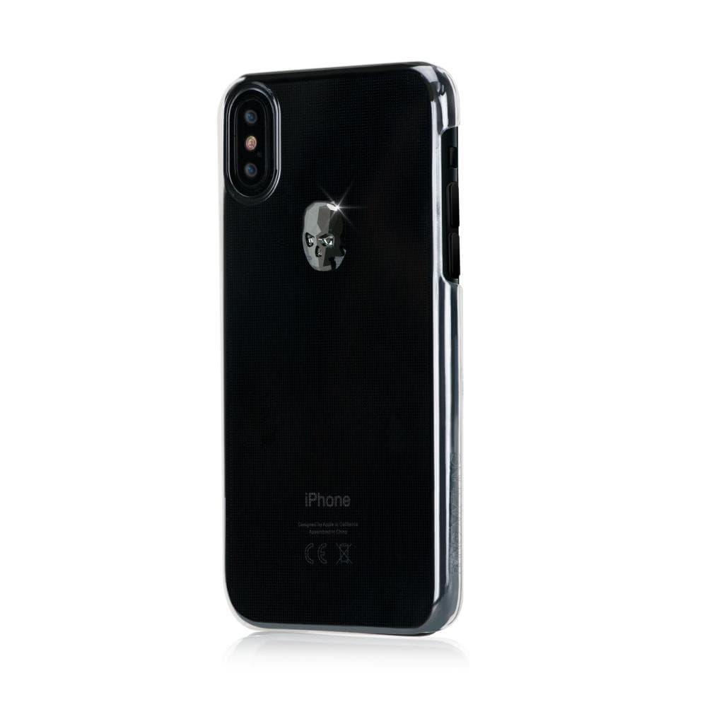 Поликарбонатов кейс с череп от кристали Сваровски за iPhone XS, iPhone X - Bling My Thing Treasure Jet Hematite Skull Swarovski (прозрачен)
