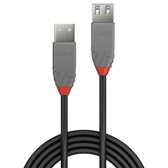 Кабел Lindy Anthra Line, USB A(м) към USB A(ж) 0.5 m, черен