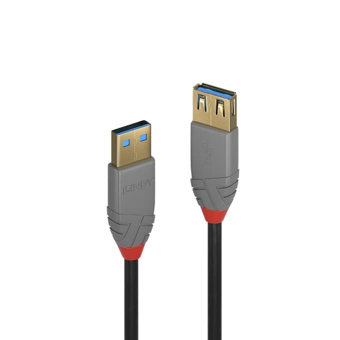 Кабел Lindy Anthra Line, от USB Type-A 3.1 (м) към USB Type-A 3.1 (ж), 0.5 м, черен