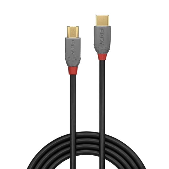 Кабел Lindy Anthra Line, от USB Type-C 2.0 (м) към USB Micro B 2.0 (м), 0.5 м, черен
