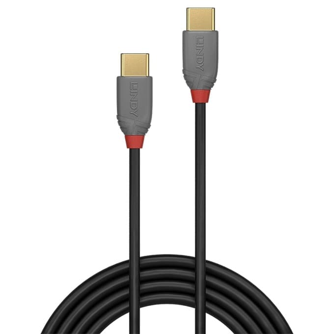 Кабел Lindy Anthra Line, от USB Type-C 2.0 (м) към USB Type-C 2.0 (м), 2.0 м, 60W, черен