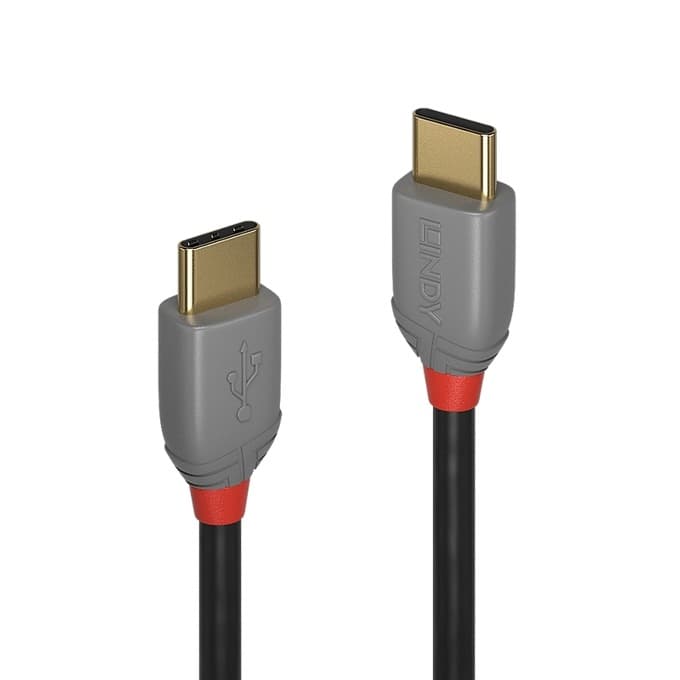 Кабел Lindy Anthra Line, от USB Type-C 2.0 (м) към USB Type-C 2.0 (м), 3.0 м, 60W, черен
