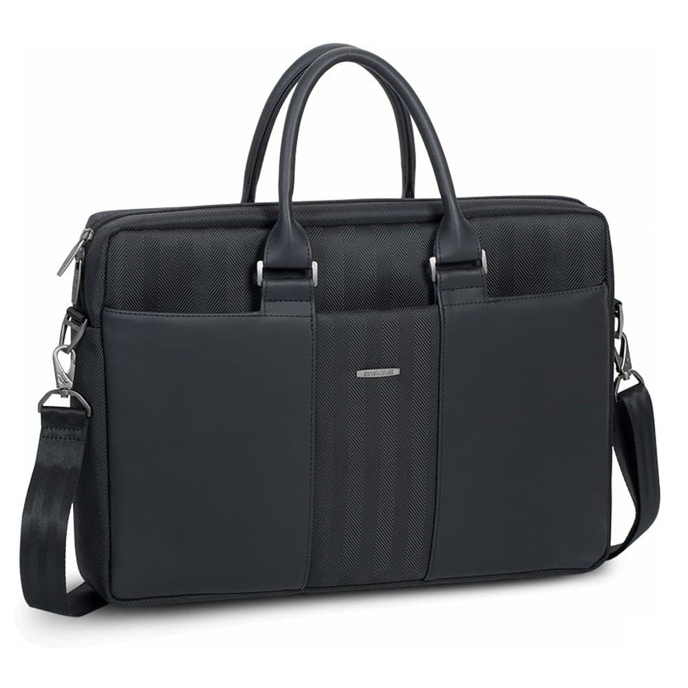 Чанта за лаптоп Rivacase 8135 Black, до 15.6" (39.60cm), полиестер, двойно затваряне с цип, регулируема каишка, черна