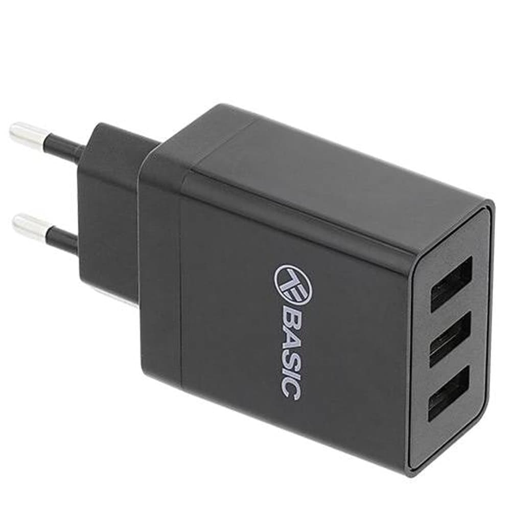 Зарядно устройство Tellur Basic HC302 (TLL151221), от контакт към 3x USB A(ж), 2.4A, черно