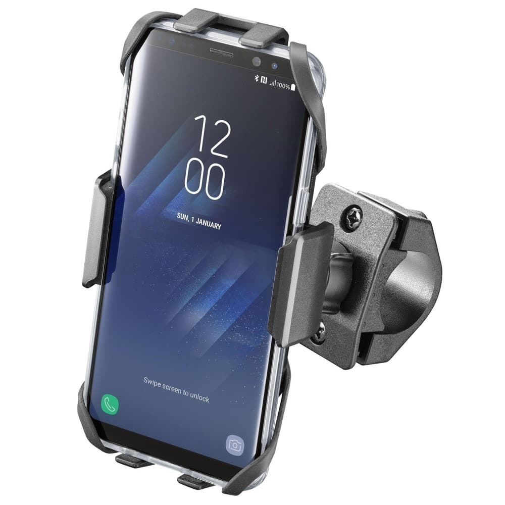 Универсална стойка за кола Interphone Moto Crab (SMMOTOCRAB), съвместима с 120 - 165 мм височина и 55 - 100 мм ширина устройства, фиксираща скоба, Сив/Черен