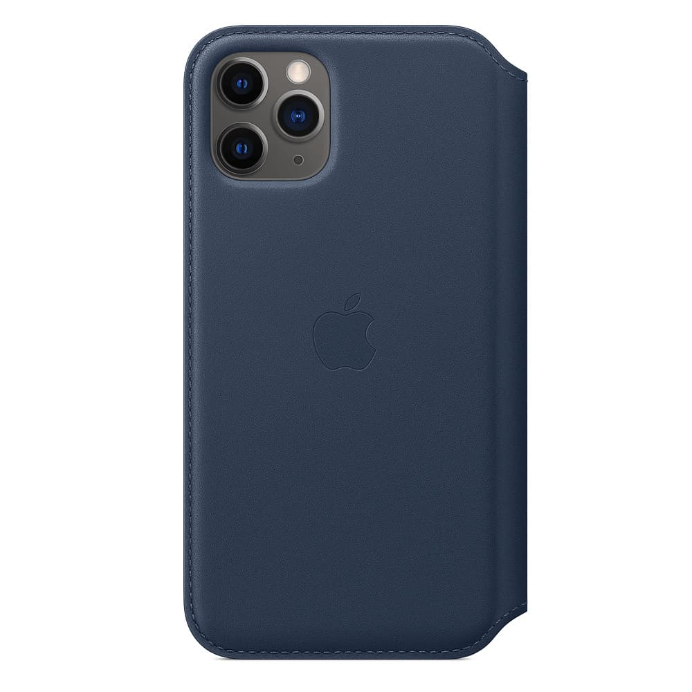 Оригинален кожен (естествена кожа) калъф за iPhone 11 Pro - Apple Leather Folio Case (син)