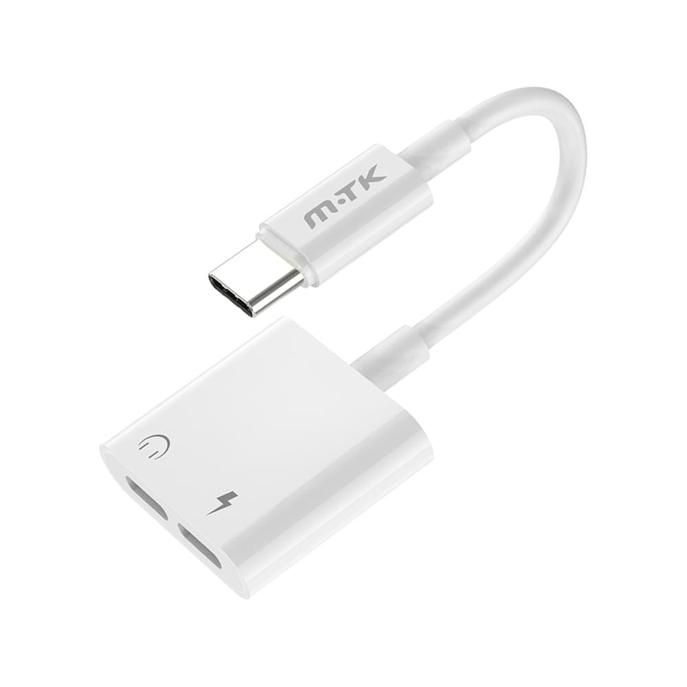 Преходник Moveteck TB1284, от USB Type C(м) 2x USB Type C(ж), бял