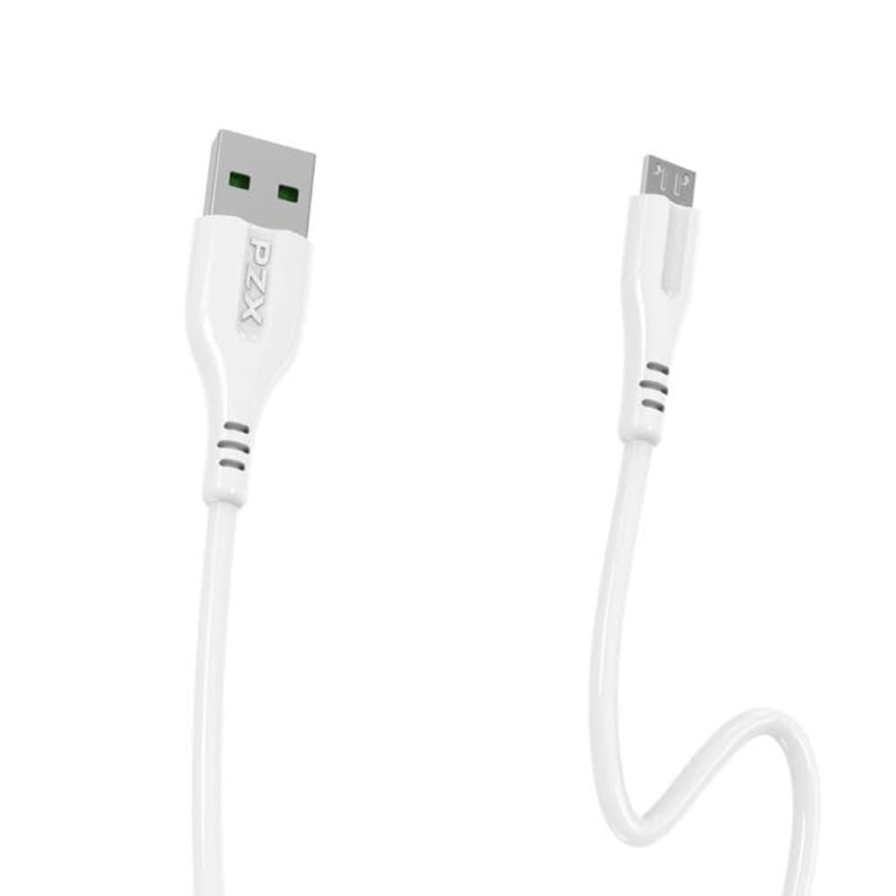 Кабел PZX V140, от USB A(м) към USB Micro B(м), 1m, бял