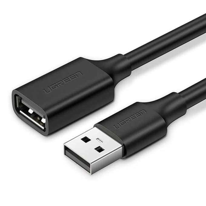 Удължител Ugreen USB 2.0 Extension Cable 10314, от USB-A(м) към USB-A(ж), 1m, черен