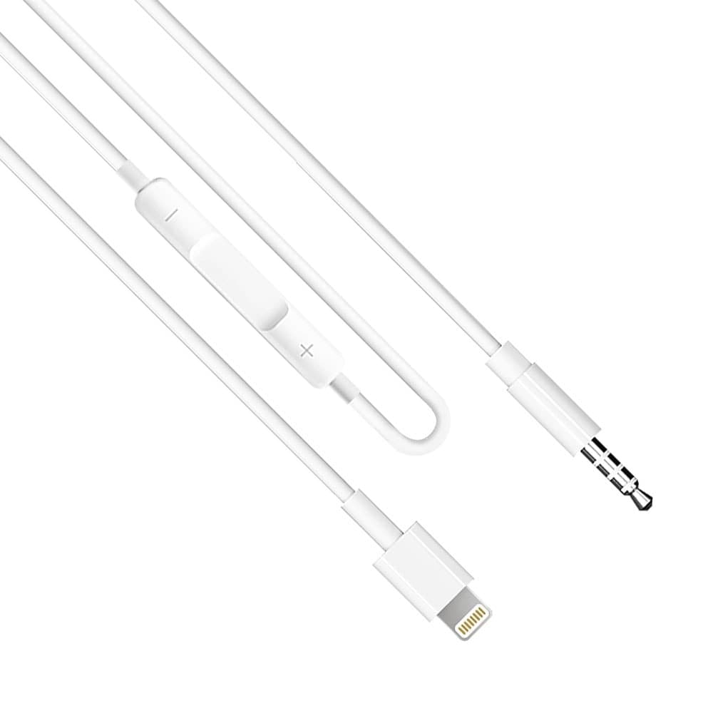 Аудио кабел Earldom ET-AUX42, от 1x AUX(м) към 1x Lightning(м), 1m, бял
