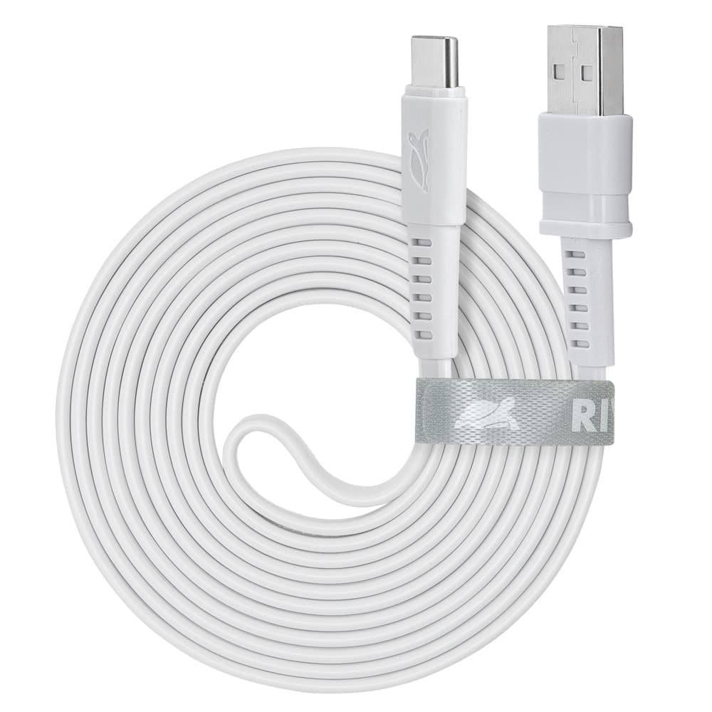 Кабел Rivacase PS6002WT21, от USB A(м) към USB C(м), 2.1m, бял