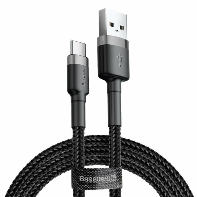 Кабел Baseus Cafule, от USB A(м) към USB C(м), 0.5m, черен