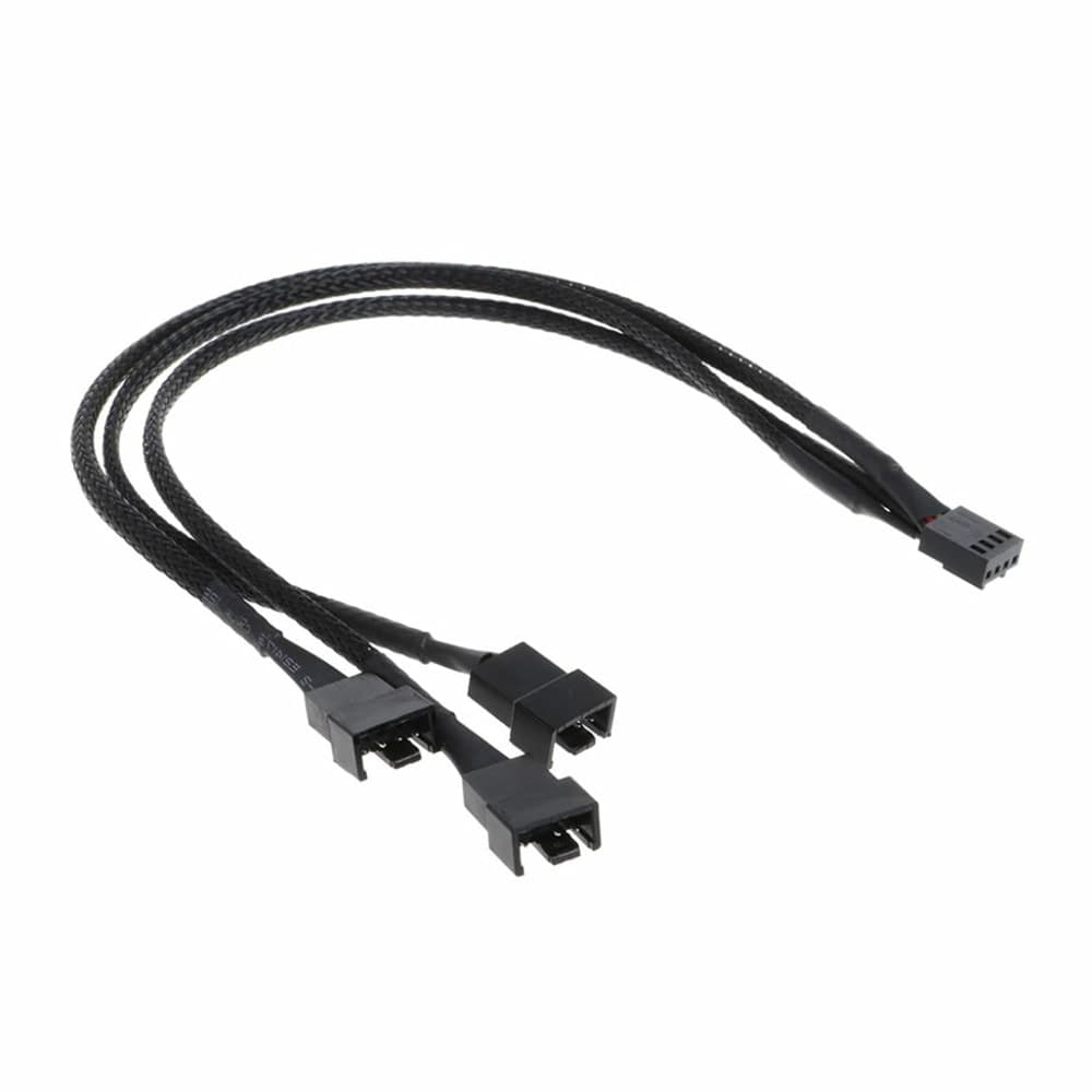 Захранващ кабел 18321, от 4-pin(ж) към 3x 4-pin(м), 0.3m, черен