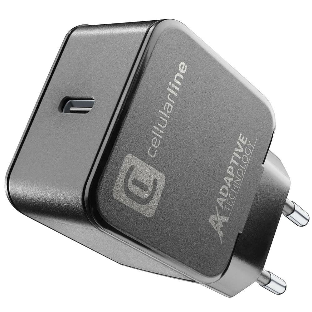 Зарядно устройство Cellularline 9125, от контакт към 1x USB C(ж), 15W, черно