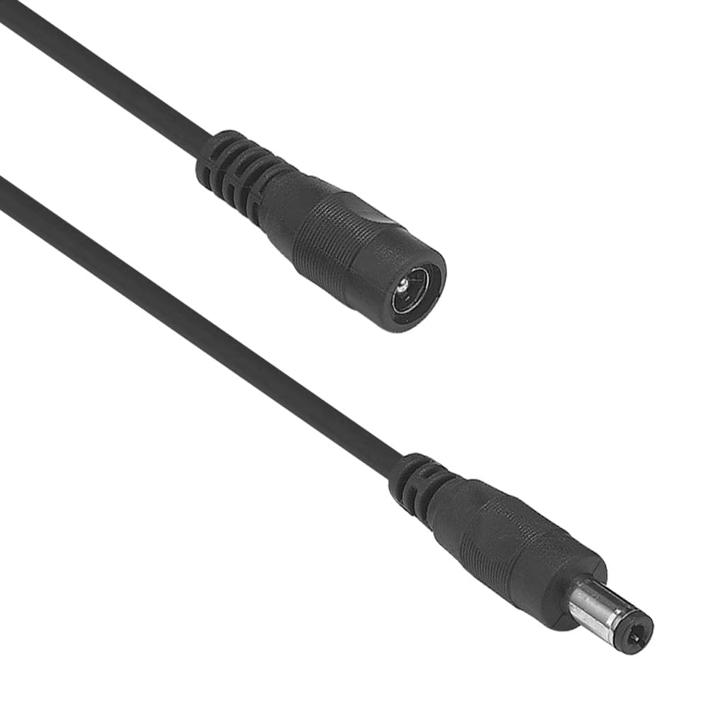 Захранващ кабел удължител DeTech, от 5.5x2.1(ж) към 5.5x2.1(м), 10m, черен