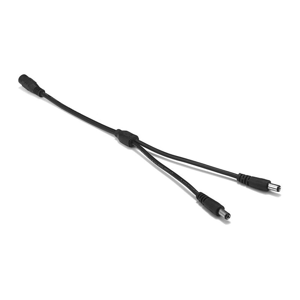 Захранващ кабел сплитер DeTech, от 5.5x2.1(ж) към 2x 5.5x2.1(м), 0.4m, черен
