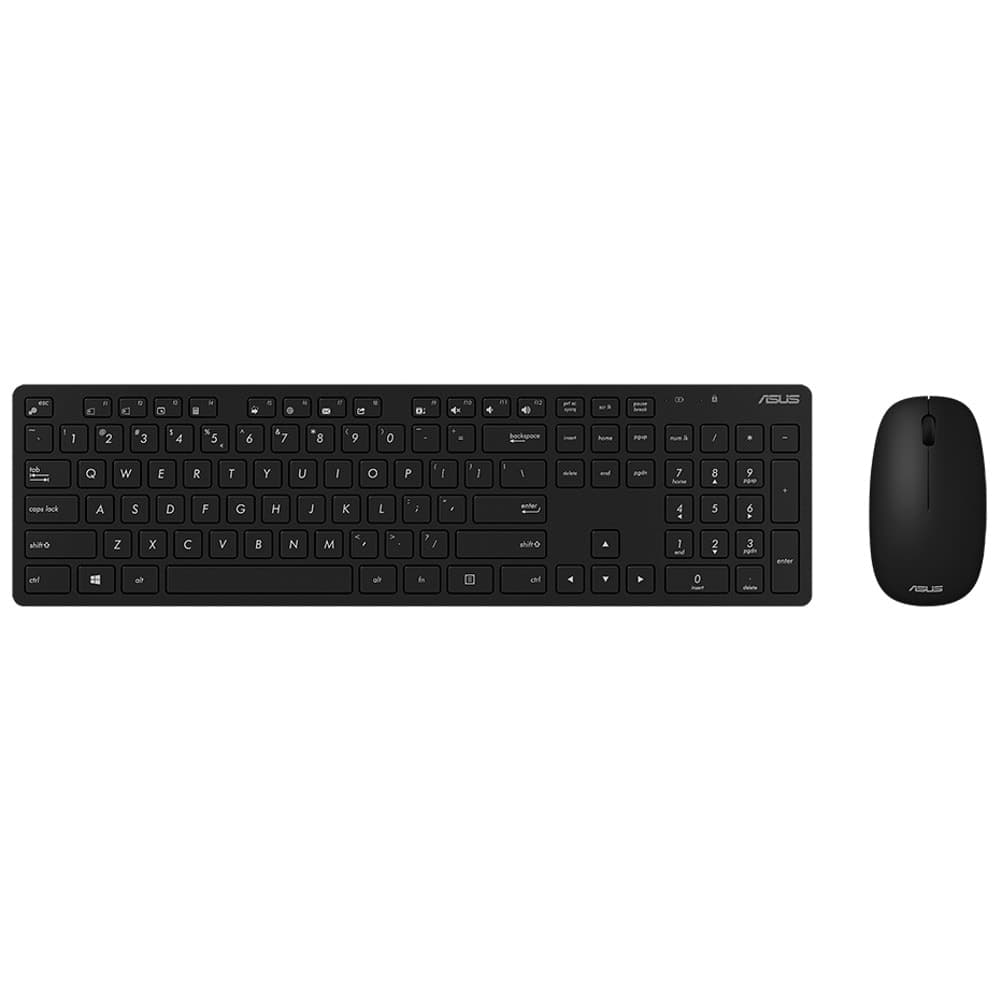 Комплект клавиатура и мишка Asus W5000, безжични, оптична мишка(1600 dpi), черни