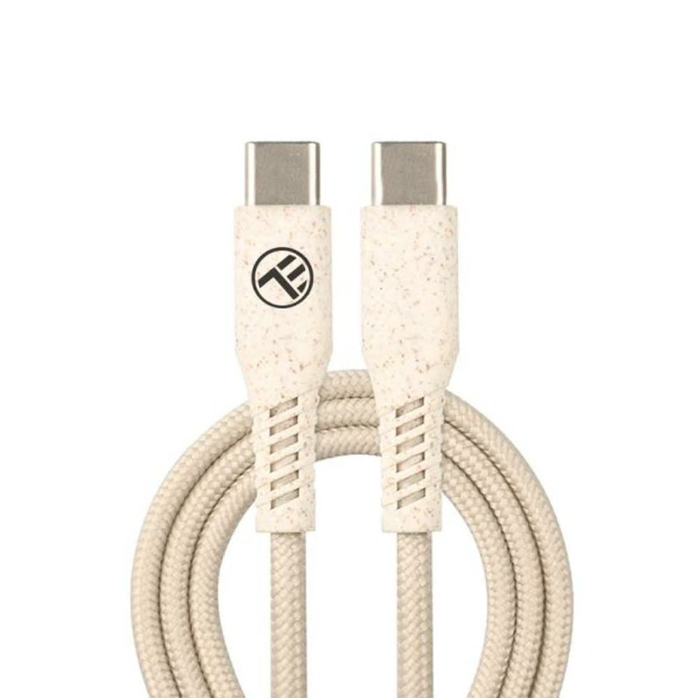 Кабел Tellur PD60W, от USB-C(м) към USB-C(м), 1m, 60W, кремав