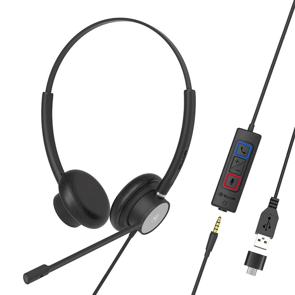 Слушалки Tellur Voice 420 (TLL411006), микрофон, USB-A/C/AUX, 32mm говорители, черни