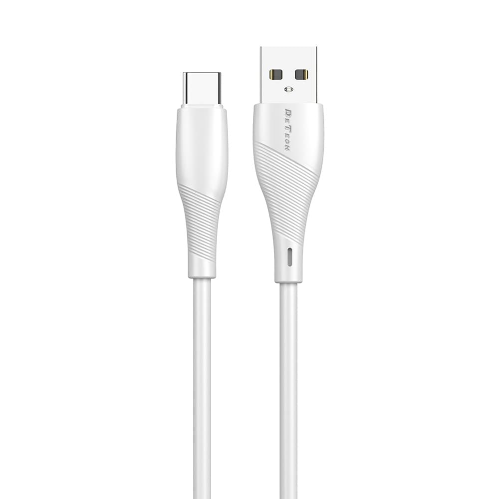 Кабел DeTech, от USB A(м) към USB C(м), 2m, бял