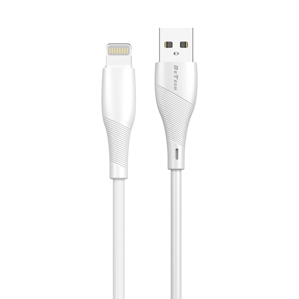Кабел DeTech, USB A(м) към Lightning(м), 3m, бял