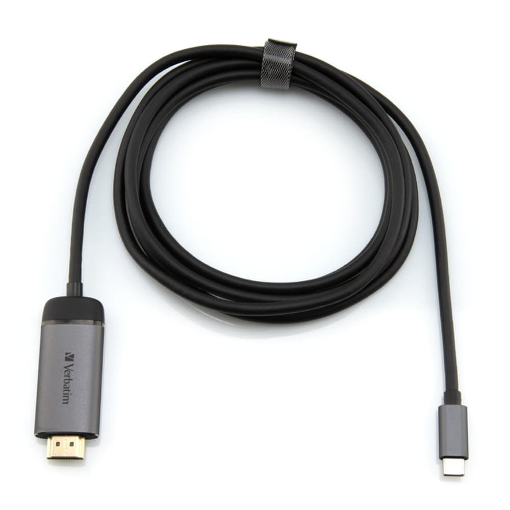 Кабел Verbatim 49144, от USB-C(м) към HDMI(м), 1.5m, сив