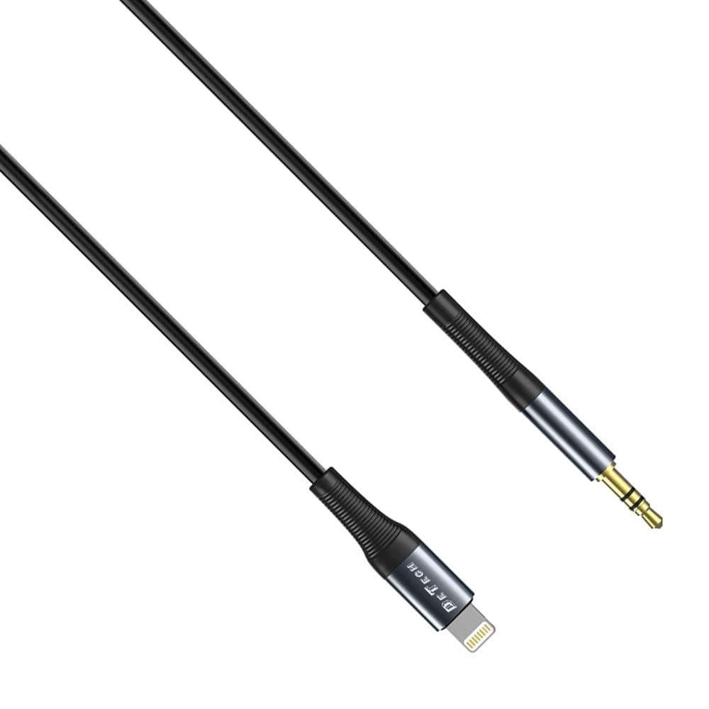 Аудио кабел DeTech DE-42iA, lightning към jack 3.5mm М, 1.0м, Черен