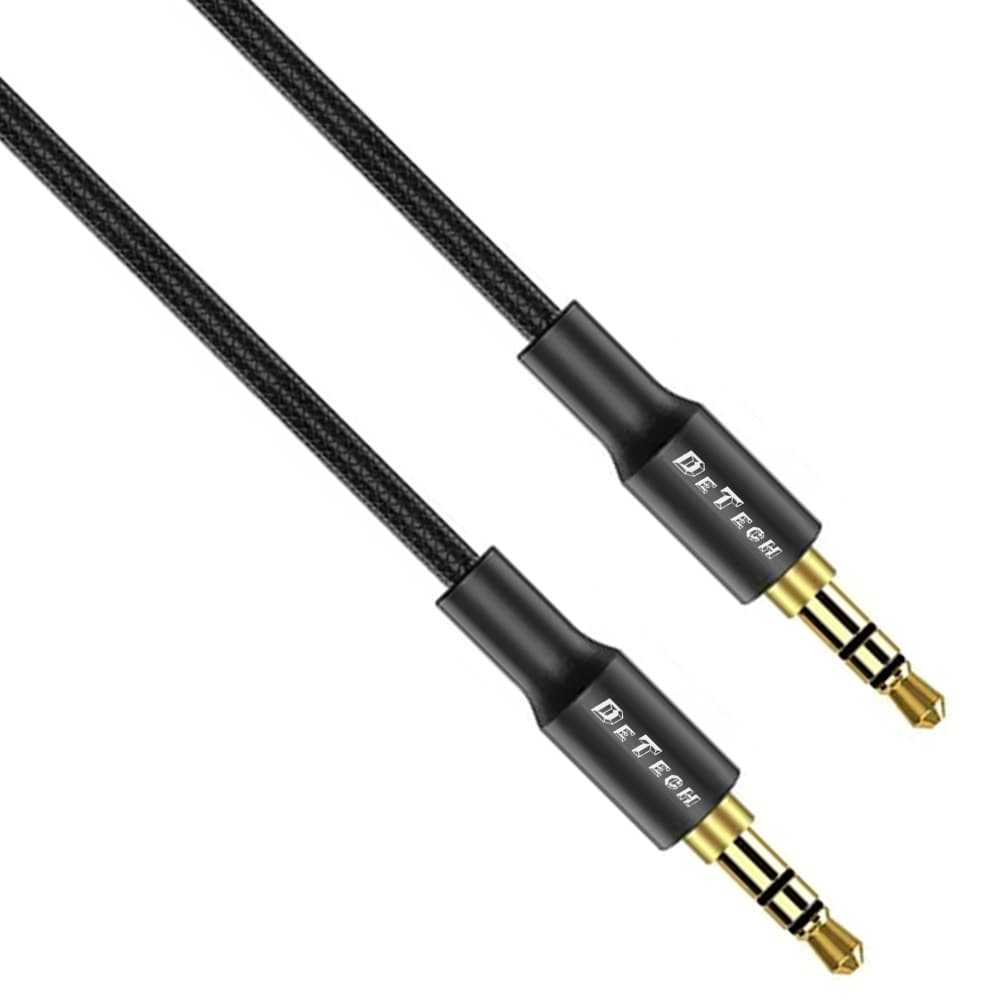Кабел DeTech DE-31AUX, от Jack(м), 3.5mm TRS към Jack(м), 3.5mm TRS, 1m, черен