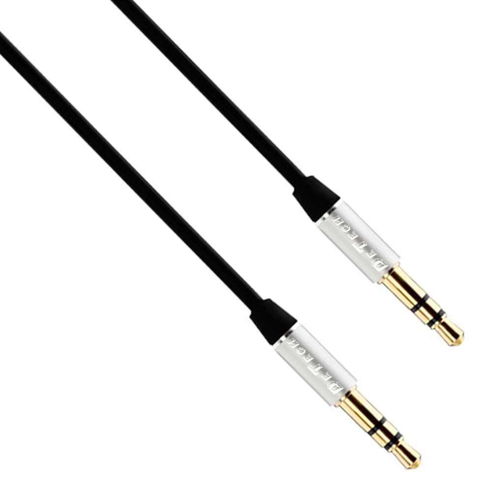 Кабел DeTech DE-15AUX, от Jack(м), 3.5mm TRS към Jack(м), 3.5mm TRS, 1m, черен