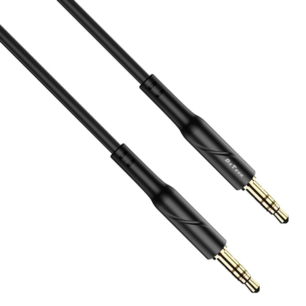 Кабел DeTech DE-11AUX, от Jack(м), 3.5mm TRS към Jack(м), 3.5mm TRS, 1m, черен