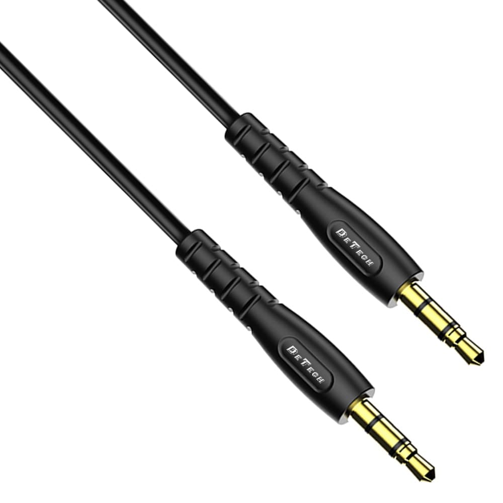 Кабел DeTech DE-10AUX, от Jack(м), 3.5mm TRS към Jack(м), 3.5mm TRS, 1m, черен