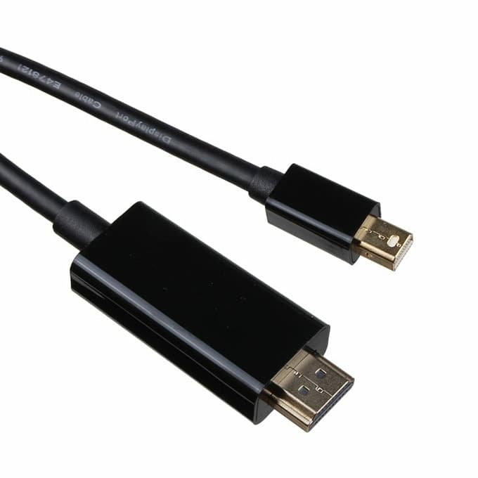 Кабел Vcom CG615-1.8m-4K-BK, от Mini DisplayPort(м) към HDMI 2.0(м), 1.8m, екраниран, черен