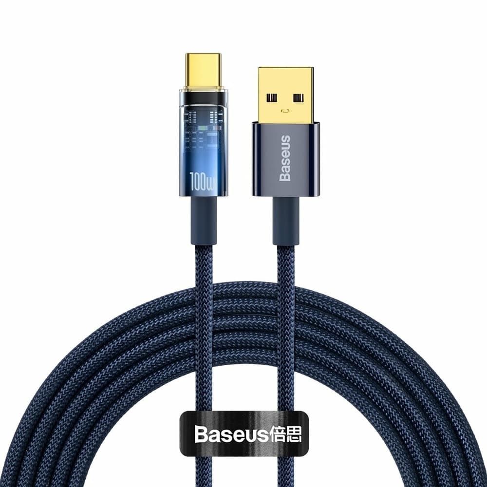 Кабел Baseus CATS000303, от USB A(м) към USB C(м), 2m, 100W, син