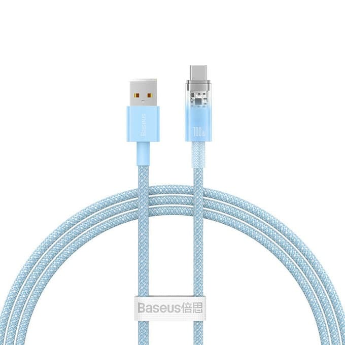 Кабел Baseus Explorer CATS010503, от USB A(м) към USB C(м), 2m, 100W, син
