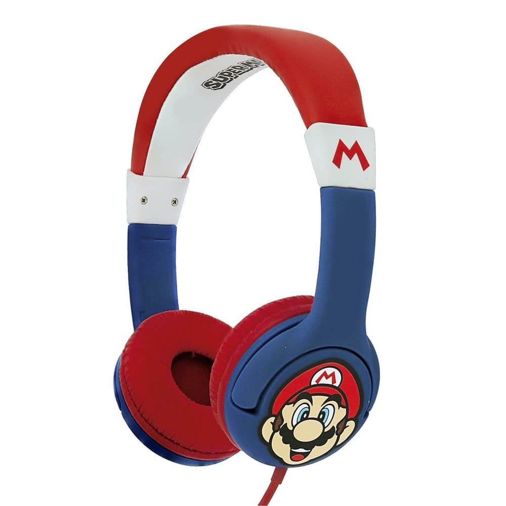 Слушалки OTL Super Mario, безжични/жични, Bluetooth, AUX, детски, микрофон, до 24 часа време на работа, червени
