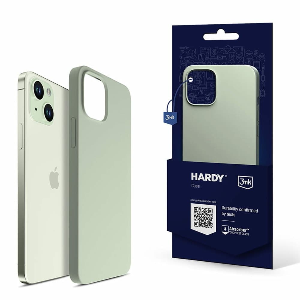 Калъф за iPhone 15, силиконов, 3MK Hardy Case, зелен