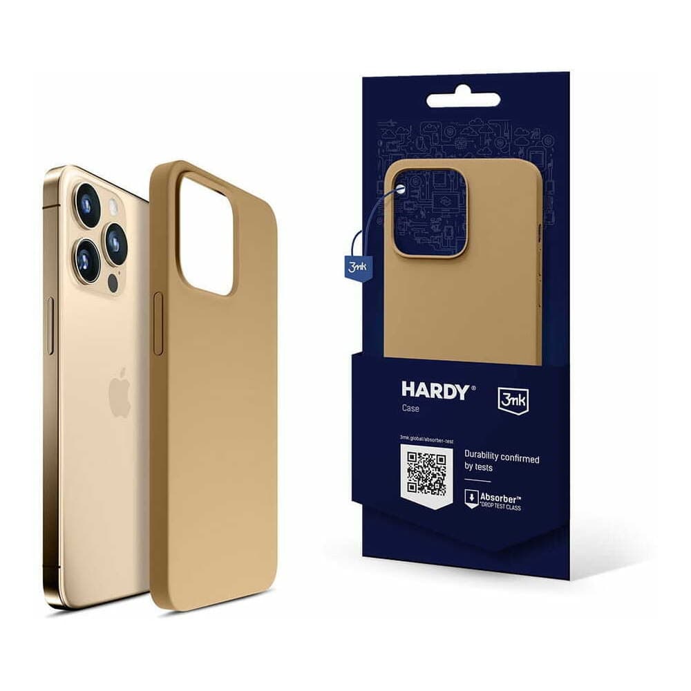 Калъф за Apple iPhone 15 Pro, силиконов, 3MK Hardy Case, златист