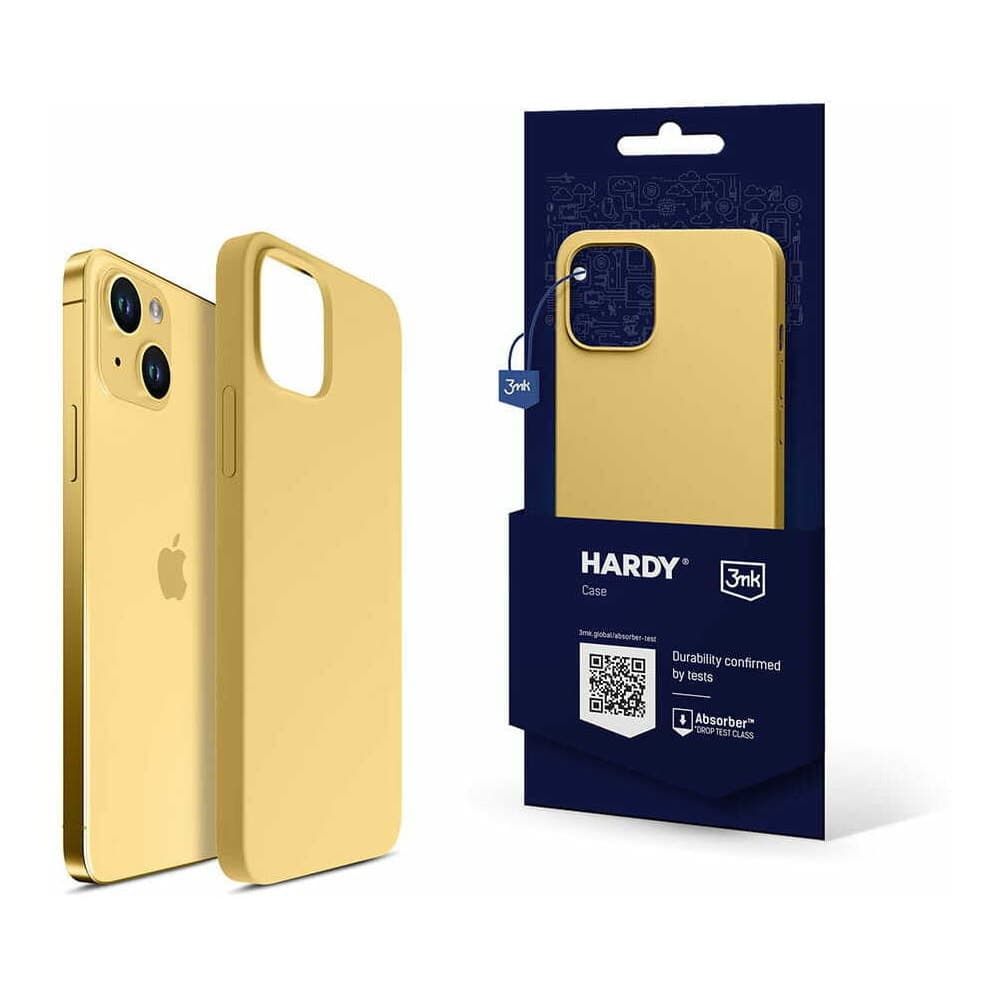 Калъф за Apple iPhone 15 Plus, силиконов, 3MK Hardy Case, жълт