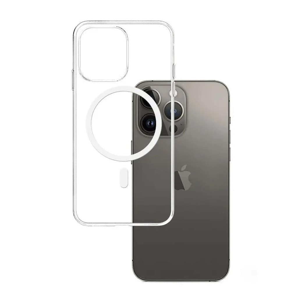 Калъф за Apple iPhone 15 Pro Max, хибриден (термополиуретан и поликарбонат), 3MK MagCase, удароустойчив, прозрачен