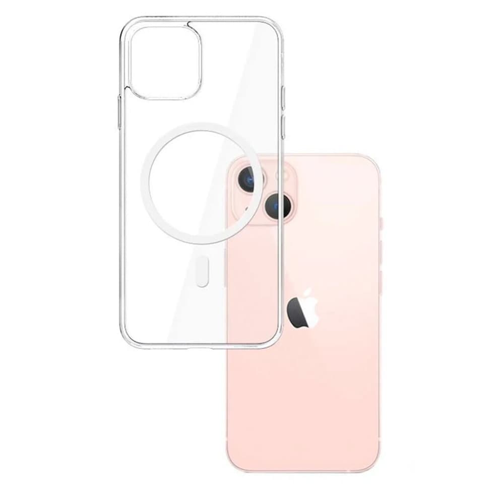 Калъф за Apple iPhone 14 Plus, хибриден (термополиуретан и поликарбонат), 3MK MagCase, удароустойчив, прозрачен