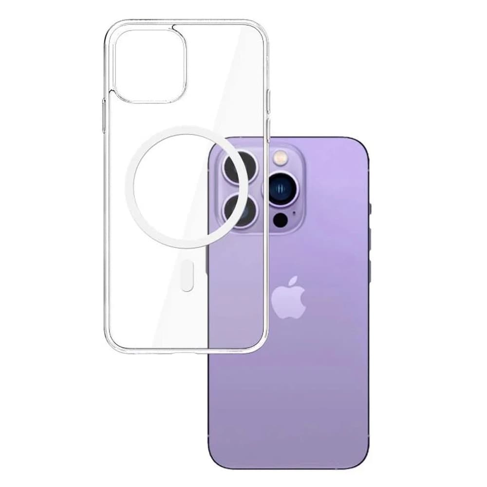 Калъф за Apple iPhone 14 Pro, хибриден (термополиуретан и поликарбонат), 3MK MagCase, удароустойчив, прозрачен