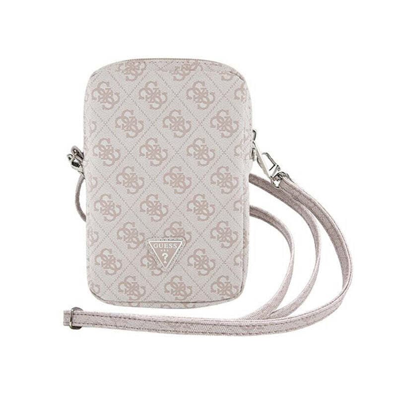 Дизайнерска чанта (органайзер) за мобилни устройства и аксесоари - Guess PU 4G Triangle Logo Wallet Phone Zipper Bag (розов)