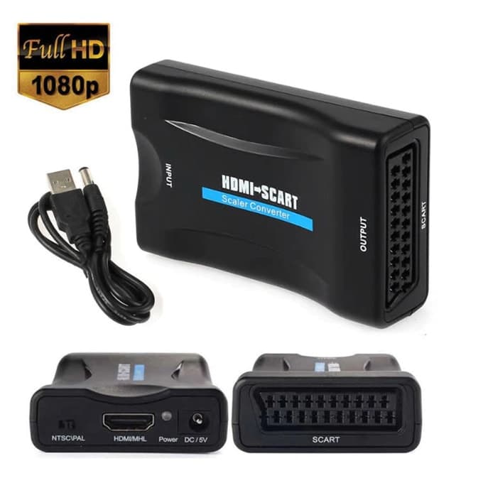 Конвертор 856456345, HDMI(ж) към SCART(ж), черен, 1080p