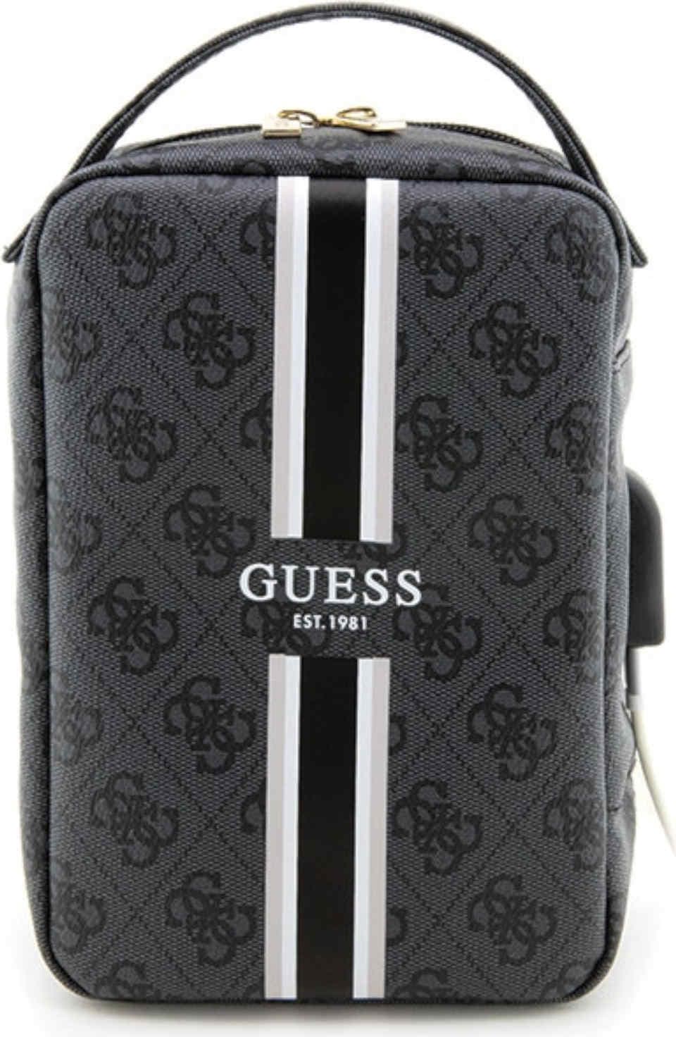 Дизайнерска чанта (органайзер) за мобилни устройства и аксесоари - Guess PU 4G Printed Stripes Travel Universal Bag (черен)