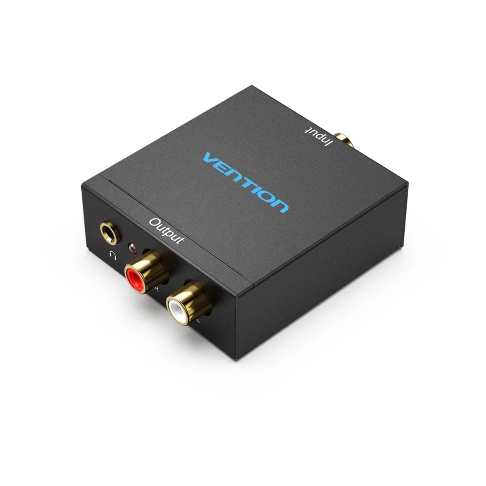Аудио конвертор Vention BDFB0, от Toslink(ж) към 1x RCA(L/R)(ж), 1x Jack 3.5mm(ж), черен