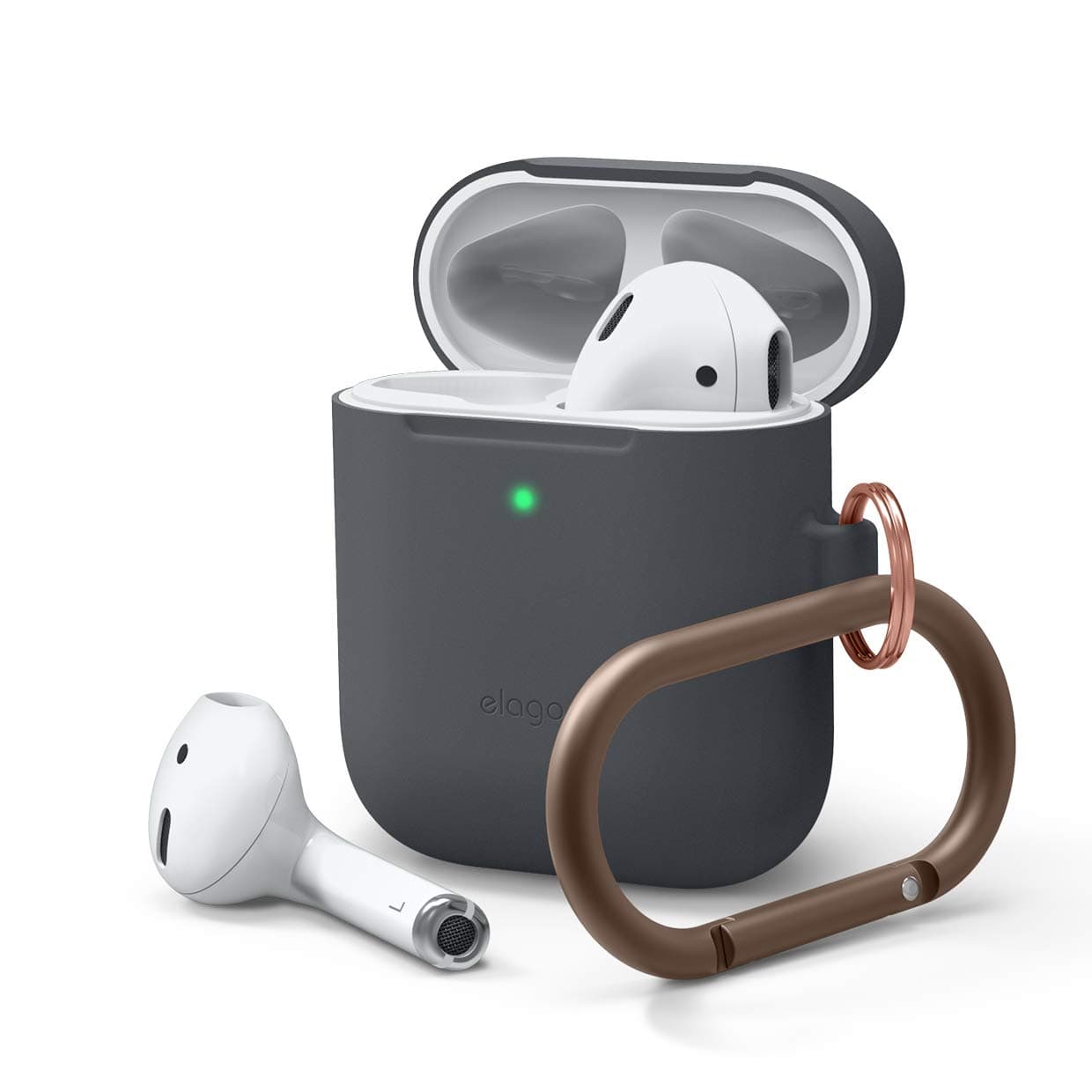 Защитен калъф Elago Skinny Silicone Hang Case за Apple Airpods / Apple Airpods 2, тъмносив