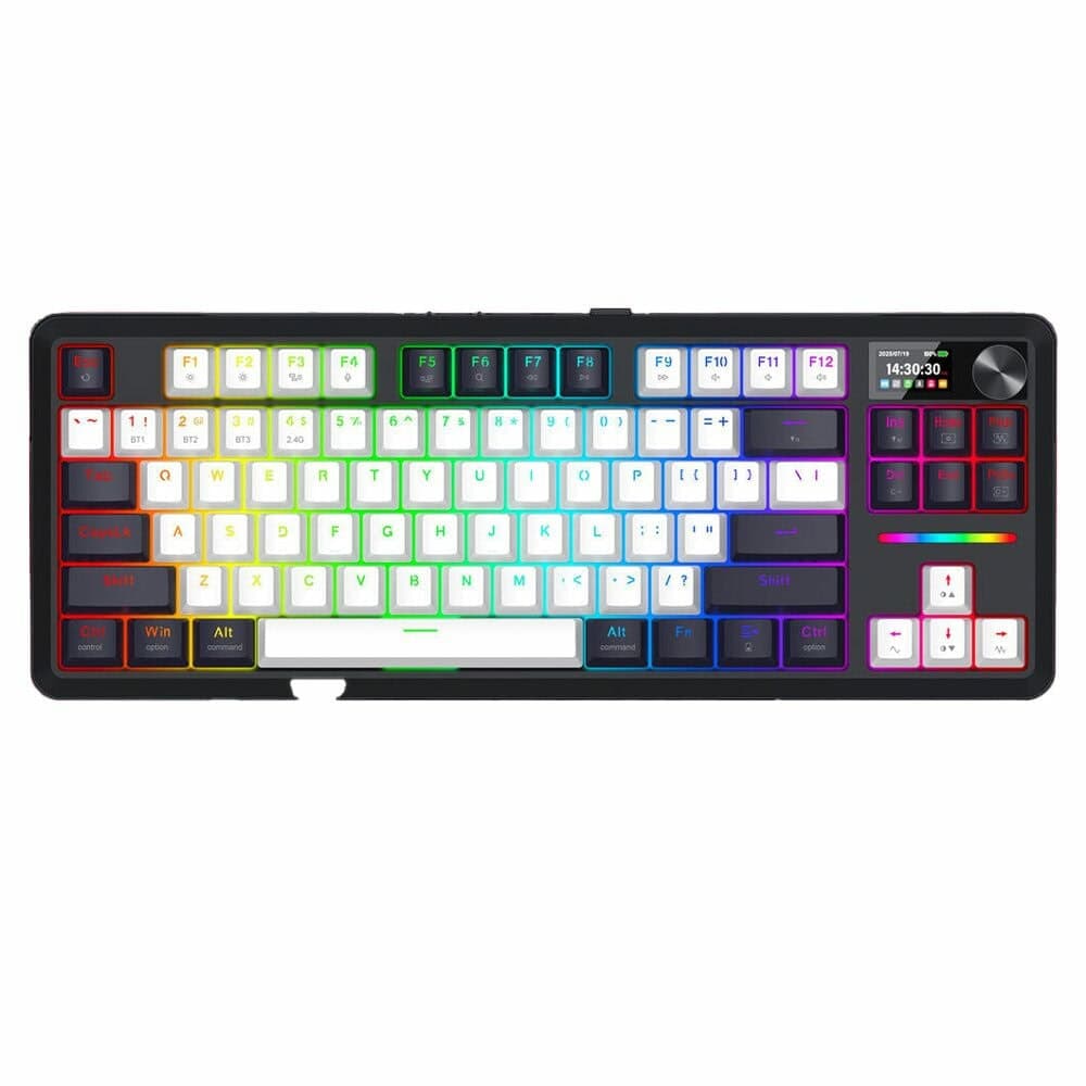 Клавиатура Redragon Wildslash LCD Pro, жична/безжична, механична, Redragon RPC суичове, гейминг, RGB подсветка, n-key rollover, черна, USB, Bluetooth