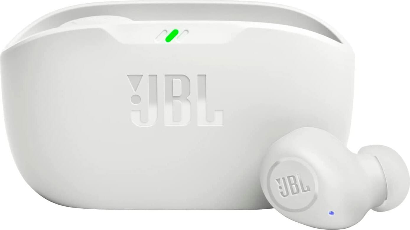 Безжични блутут слушалки със зареждащ кейс (бял) - JBL Wave Buds TWS Earphones