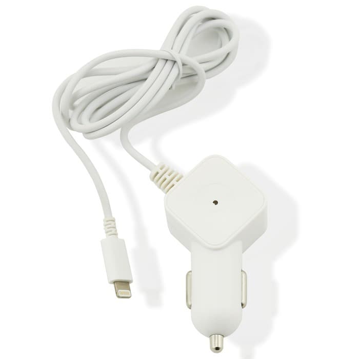 Сертифицирано зарядно за кола с вграден Lightning кабел за iPhone и iPod - Muvit MFI Lightning 1A Car Charger (бял)