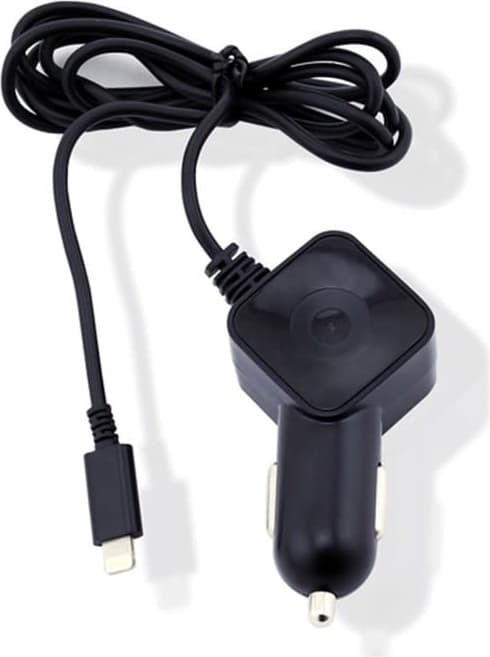 Сертифицирано зарядно за кола с вграден Lightning кабел за iPhone и iPod - Muvit MFI Lightning 1A Car Charger (черен)